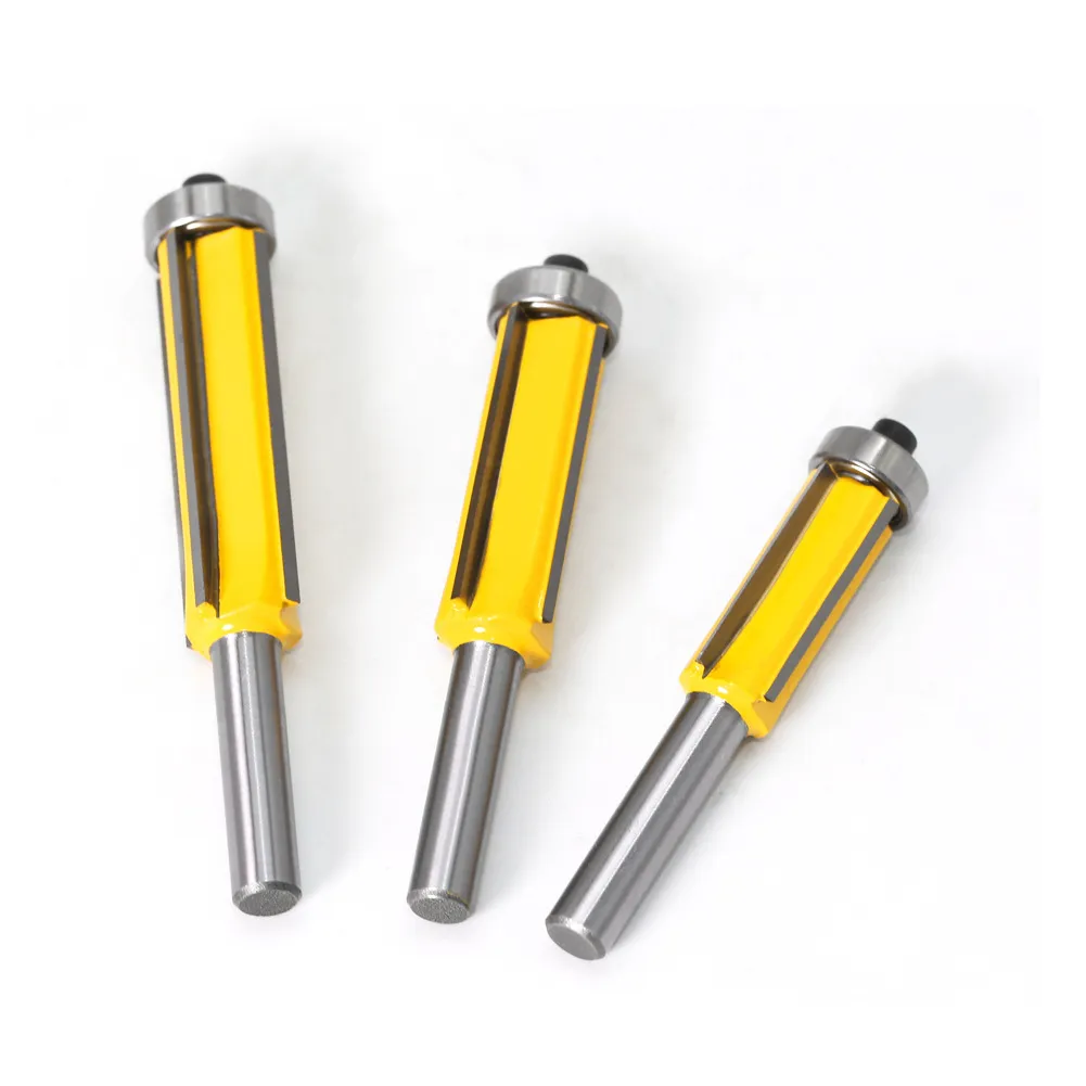 4‑Flute Trimming Router Bit – Edge Banding Flush Cutter, Burr Removal, Corner Rounding, and Grooving Tool for Woodworking